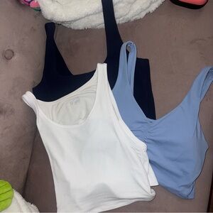 Set of Three Aerie Tank Tops - White, Blue, and Navy